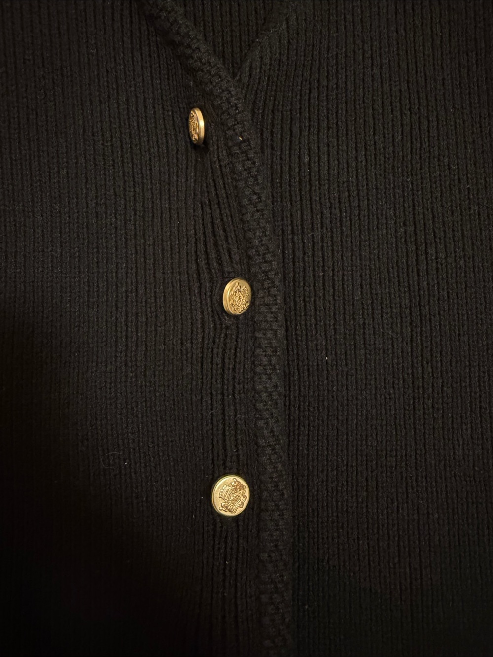 Abercrombie & Fitch Black V-Neck Button Vest with Gold Buttons - Picture 4 of 5